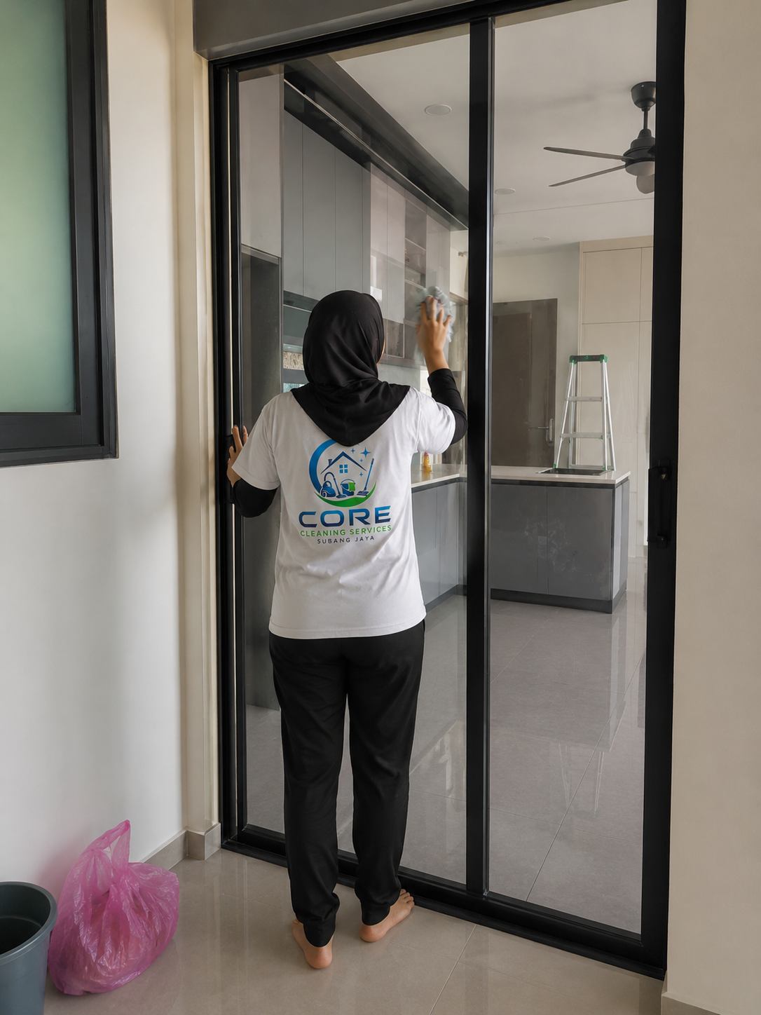 Glass sliding door cleaning in Subang Jaya